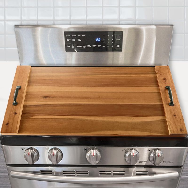 Photo 1 of Noodle Board Stove Cover, Acacia Wood Stove Top Covers Board for Gas Burners and Electric Stove, Extra Thick Wooden RV Stovetop Cover/Sink Cover - Tray for Kitchen Counter Space