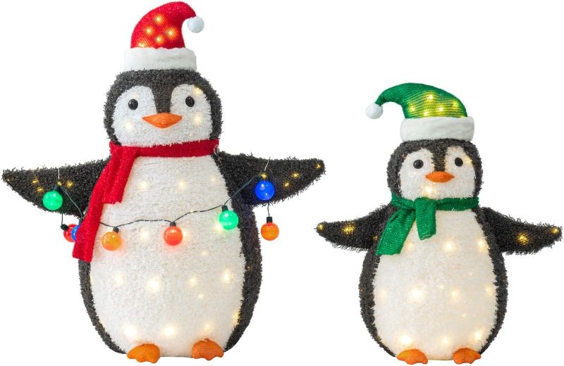 Photo 2 of Jingle Joy 2-Piece 36-Inch LED Lighted Outdoor Penguin Family - Weather Resistant with Ground Stakes -Decorations - Holiday Yard, Lawn and Garden Décor