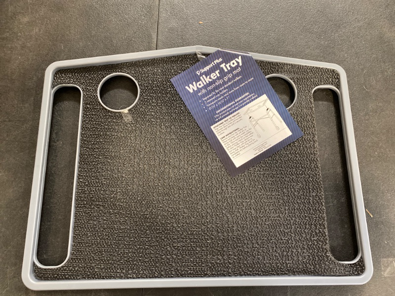Photo 2 of Support Plus Walker Tray Table - Mobility Table Tray for Walker, Non Slip Walker Tray Mat, Walker Accessories Mat, Cup Holder for Walker (21"x16") - Gray