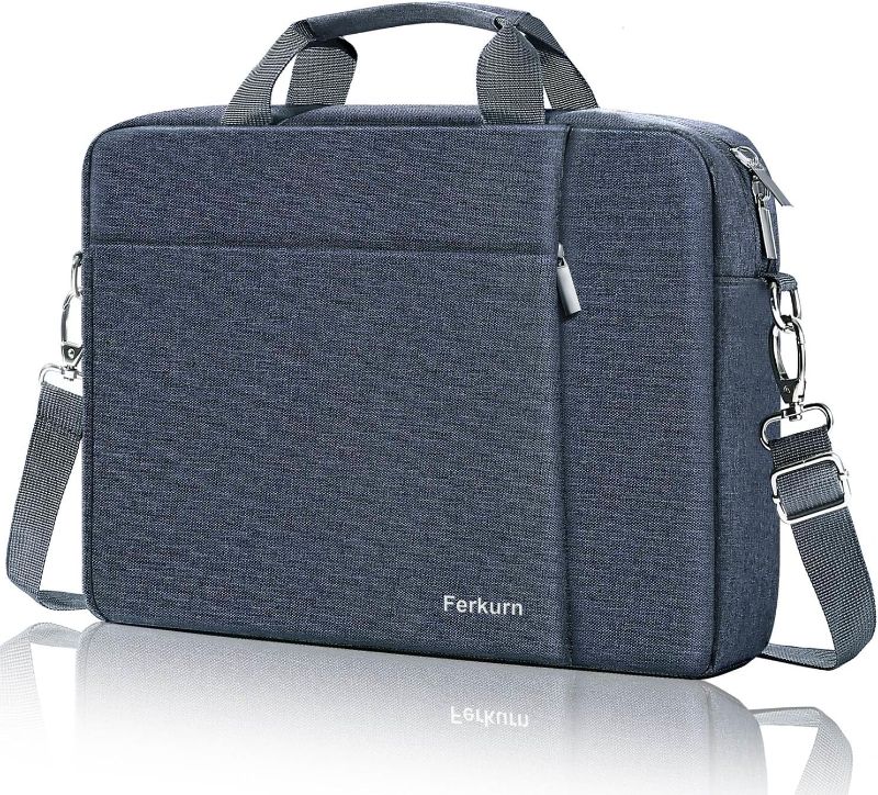 Photo 1 of Ferkurn Laptop Bag Women Men Computer Bag for HP Envy Pavilion Omen/LG Gram/MSI/Dell Inspiron XPS/Lenovo Thinkpad/ASUS/Acer, Shoulder Strap Carrying Briefcase Messenger Bag Case, Grey, 15 15.6 Inch