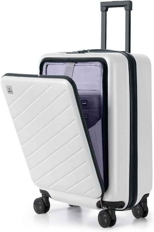 Photo 1 of AnyZip Carry On Luggage 20'' Suitcase with Pocket Compartment ABS+PC Spinner Wheels TSA Lock White