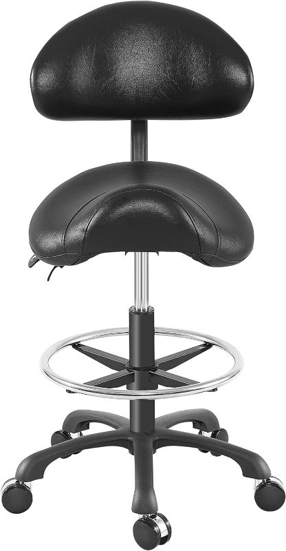 Photo 1 of Saddle Stool with Back Support Ergonomic Seat Hydraulic Adjustable with Footrest for Home Office Dental Tattoo Salon Shop Use