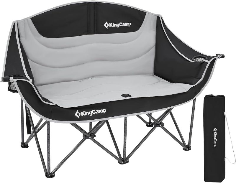 Photo 1 of KingCamp Loveseat Camping Chair for 2 Person, Heavy Duty Oversized Double Camping Chair for Outdoor, Camping, Travel, Support 440 lbs