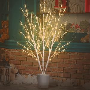 Photo 1 of Lighted White Birch Branches with Timer 33IN 180 LED Twig Birch Branches for Vase Chriatmas Decor Artificial Birch Tree Branch Holiday Home Party Wedding Decoration Indoor Outdoor