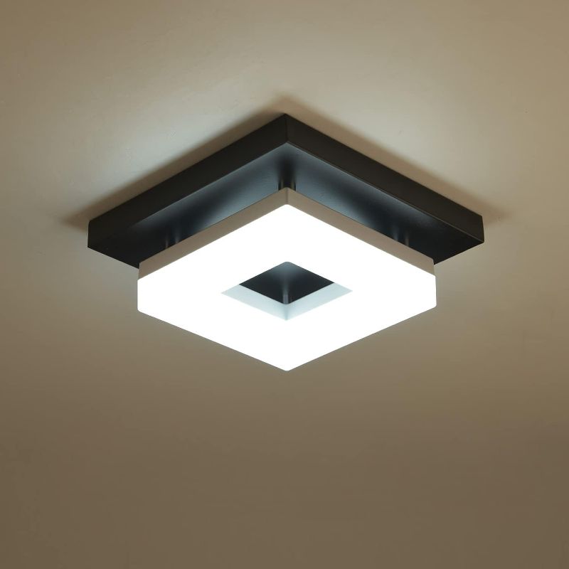 Photo 1 of Anmaice 8in 8Watt Flush Mount led Ceiling Light fixtures. Modern Ceiling Lamps for Hallways, Balcony, Cloakroom, Small Closet, Washrooms, stairwell, Square, Black