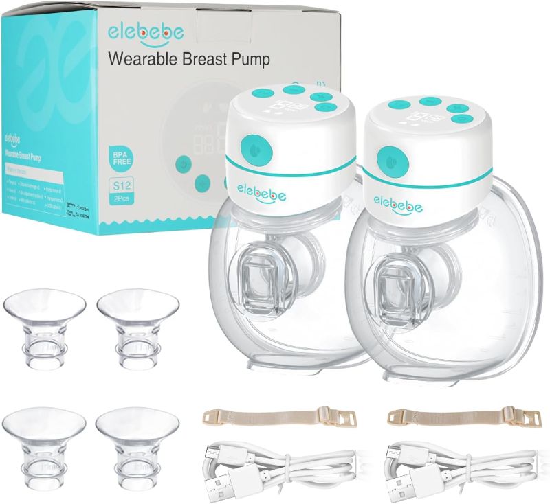 Photo 1 of Wearable Breast Pump, S12 Hands Free Breast Pump with 3 Modes, 12 Levels, 17mm/19mm/24mm Flanges, LCD Display, Double Electric Breast Pumps Low Noise Leak-Proof Painless Breast-feeding, 2 Pack
