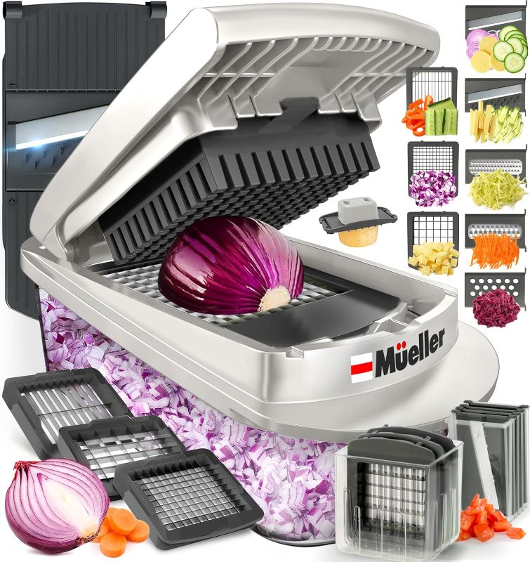 Photo 1 of Mueller Pro-Series 10-in-1, 8 Blade Vegetable Chopper, Onion Mincer, Cutter, Dicer, Egg Slicer with Container, French Fry Cutter Potatoe Slicer, Home Essentials & Kitchen Gadgets, Salad Chopper