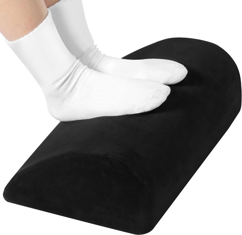 Photo 1 of Amazon Basics Under Desk Foam Foot Rest with Washable Cover Comfortable Foot Stool for Home and Office, Black, 5.1 x 10.2 x 17.3 Inch