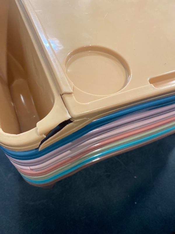 Photo 1 of Beeveer 8 Pcs Kids Lap Desk Tray Bulk 19.7x9.6x7.1in Portable Lap Tray for Kids Plastic Lap Table with Side Storage Space for Bed Classroom Laptop Children Car Activity Eating Floor (Morandi Colors)