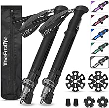 Photo 1 of TheFitLife Collapsible Trekking Poles for Hiking – Lightweight Folding Walking Sticks for Men and Women with Extra-Long Foam Handle and Metal Flip Lock