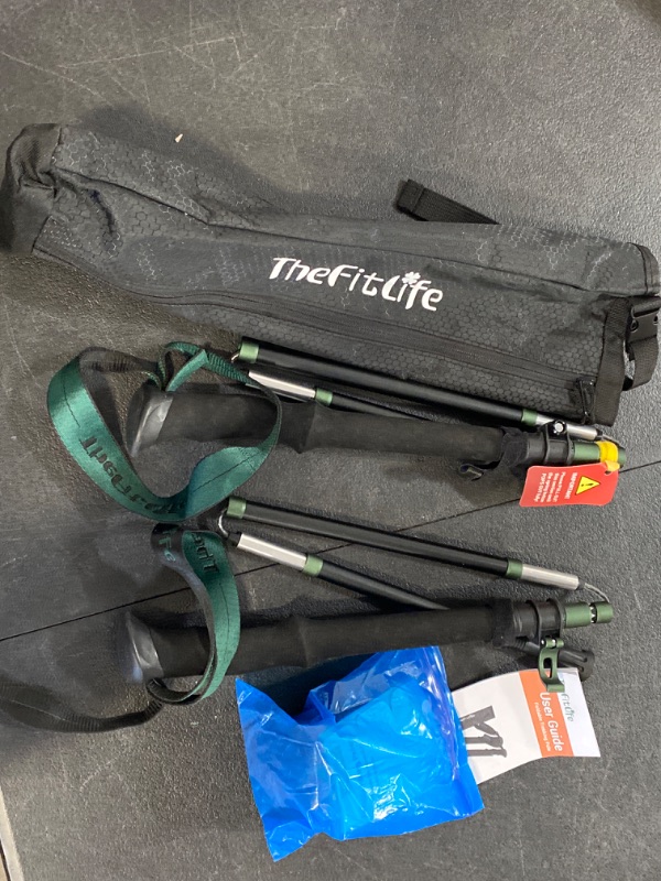 Photo 2 of TheFitLife Collapsible Trekking Poles for Hiking – Lightweight Folding Walking Sticks for Men and Women with Extra-Long Foam Handle and Metal Flip Lock