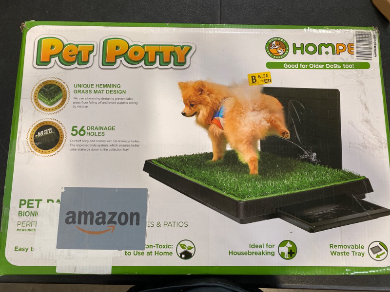 Photo 1 of Hompet Dog Grass Pad with Tray Large, Puppy Turf Potty Reusable Training Pads with Pee Baffle, Artificial Grass Patch for Indoor and Outdoor Use, Ideal for Small and Medium Dogs (30"×20")