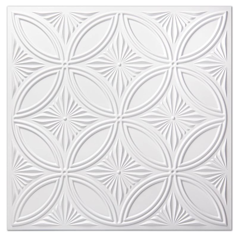 Photo 1 of Art3d Decorative PVC Drop Ceiling Tile 2ft x 2ft in White,Glue up Ceiling Panel 24 x 24in.12pcs