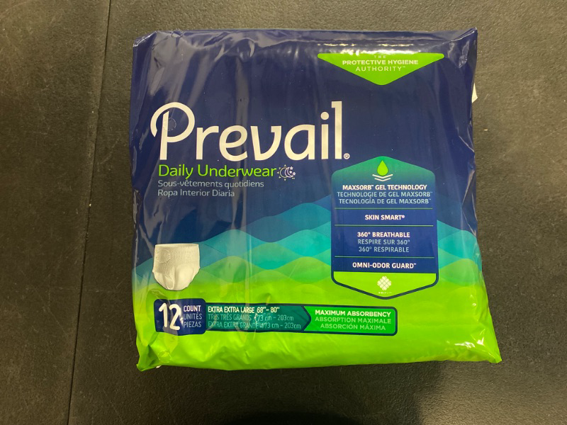 Photo 1 of Prevail Daily Protective Underwear - Unisex Adult Incontinence Underwear - Disposable Adult Diaper for Men & Women - Maximum Absorbency - XX-Large - 12 Count (Pack of 4)