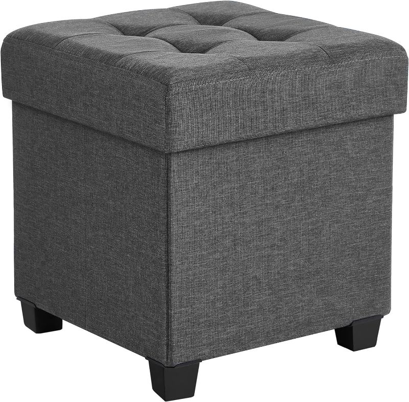 Photo 1 of SONGMICS 15 Inches Cube Storage Ottoman, Bedroom Bench with Storage, Foot Stool with Feet, Holds Up to 660 lb, Dark Gray
