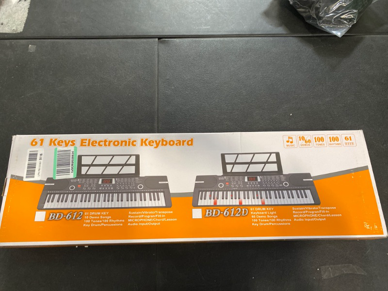 Photo 3 of 61 keys piano keyboard, MIZAYI Electronic Digital Piano with Built-In Speaker Microphone, Sheet Stand and Power Supply, Portable Keyboard Gift Teaching for Beginners