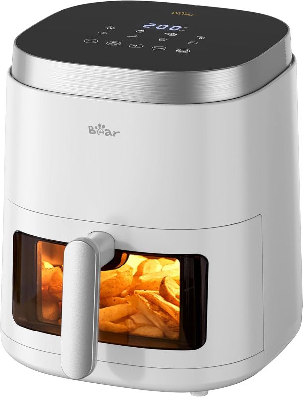 Photo 1 of Bear Air Fryer, 5.3Qt 8-in-1 Quick and Oil-Free Healthy Meals, Easy View, Smart Digital Touchscreen, Dishwasher-Safe&Non-stick Basket, Disposable Paper Liner and Recipes included,White