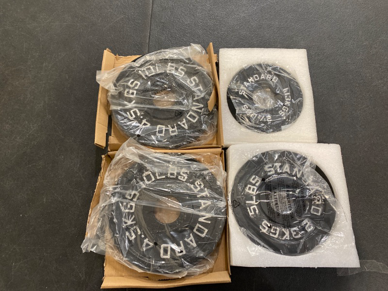 Photo 2 of AboveGenius Cast Iron 2-Inch Olympic Weight Plates Set for Strength Training, Weightlifting and Crossfit in Home & Gym, Barbell Free Weight Plate Set
