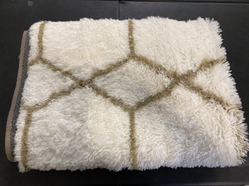 Photo 1 of ONASAR Cute Boho Area Rug for Living Room Aesthetic, 5x8 Floor Rug, Moroccan Shag Fluffy Rug for Bedroom, Playroom, Nursery, Soft Furry Carpet, Modern Neutral Bohemian Rug, White and Beige Rug