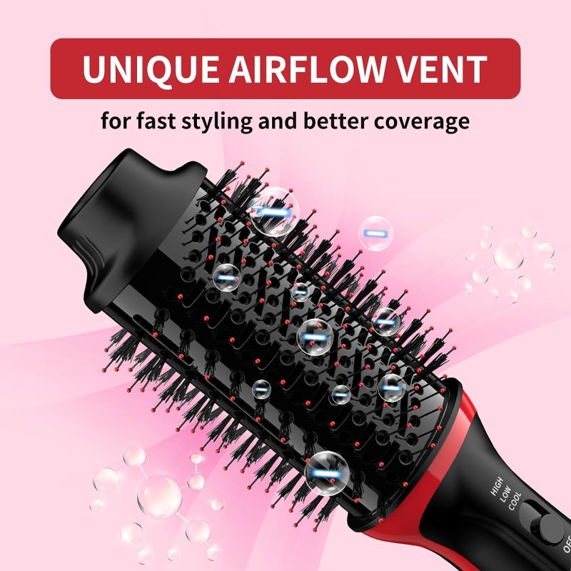 Photo 1 of FSNEY Hair Dryer Brush Blow Dryer Brush in One, One-Step Styler Volumizer with Negative Ion Anti-frizz Ceramic Titanium Barrel Hot Air Hair Straightener Brush