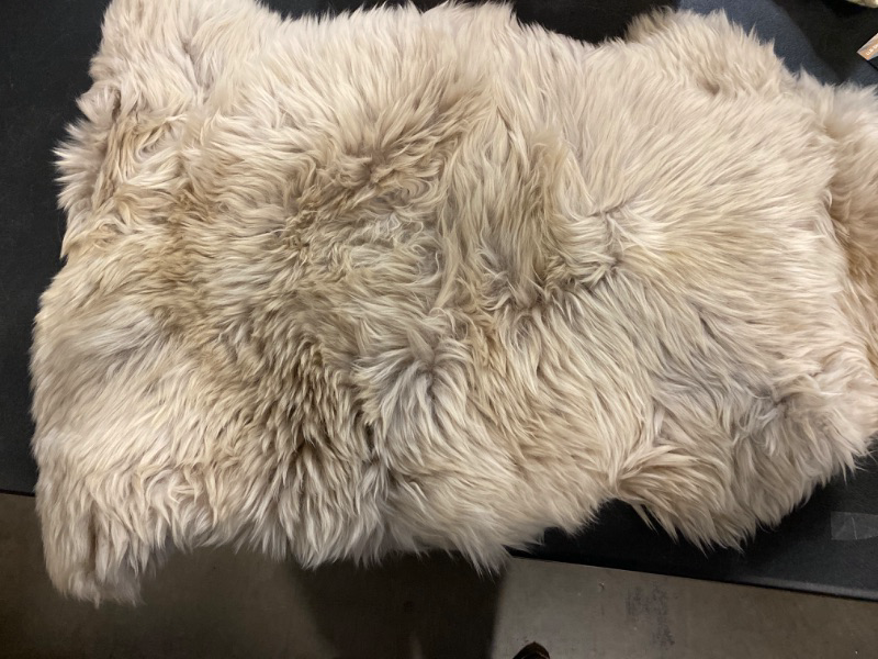 Photo 2 of Natural Milan Genuine Sheepskin Area Rugs with Thick and Lush Pile, Fluffy Sheep Fur Rug with Anti-Skid Backing for Bedroom Living Room, Double Pelt, Ivory 2ftx6ft