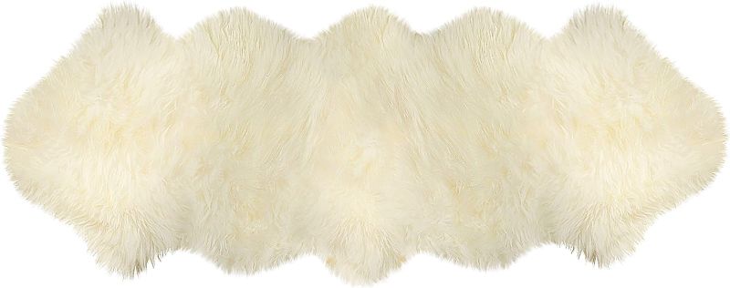 Photo 1 of Natural Milan Genuine Sheepskin Area Rugs with Thick and Lush Pile, Fluffy Sheep Fur Rug with Anti-Skid Backing for Bedroom Living Room, Double Pelt, Ivory 2ftx6ft