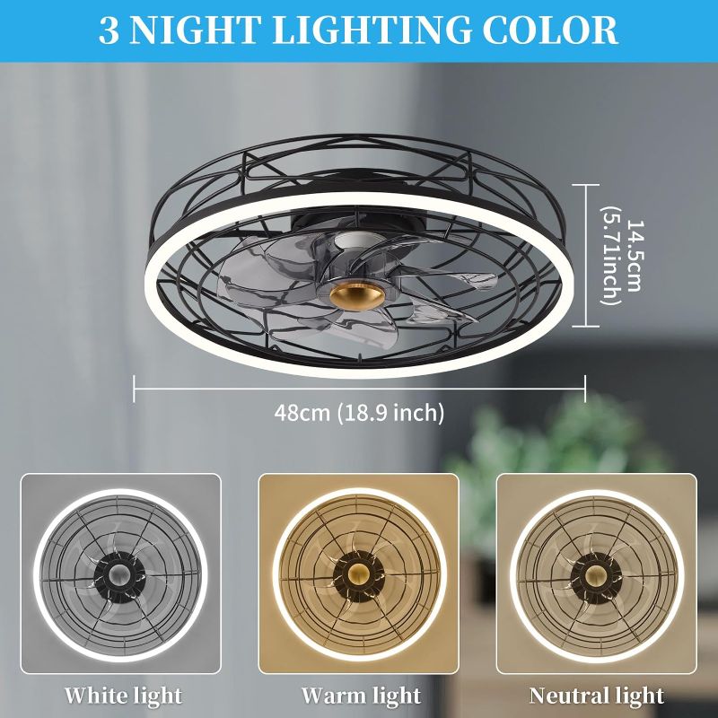 Photo 1 of Kexcbogj 2023 Upgraded Ceiling Fan 2110L Black Ceiling Fans with Lights App & Remote Control, Timing & 3 Led Color Led Ceiling Fan, 6 Wind Speeds Modern Ceiling Fan for Bedroom, Living Room