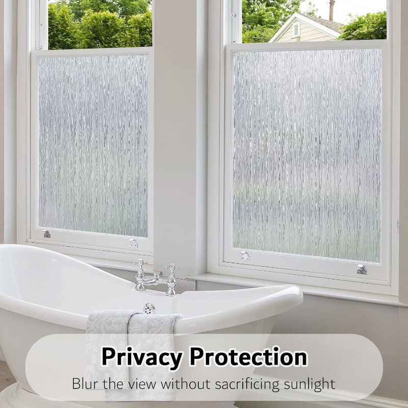 Photo 1 of 
VELIMAX Frosted Window Privacy Film Non Adhesive Window Cling Removable Glass Covering Clear Water Opaque Window Film for Home Anti UV 17.7x157.4 inches