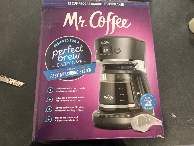 Photo 2 of Mr. Coffee 31160393 Easy Measure 12 Cup Programmable Digital Coffee Maker Machine with Built In Water Filtration and Measuring Scoop, Silver