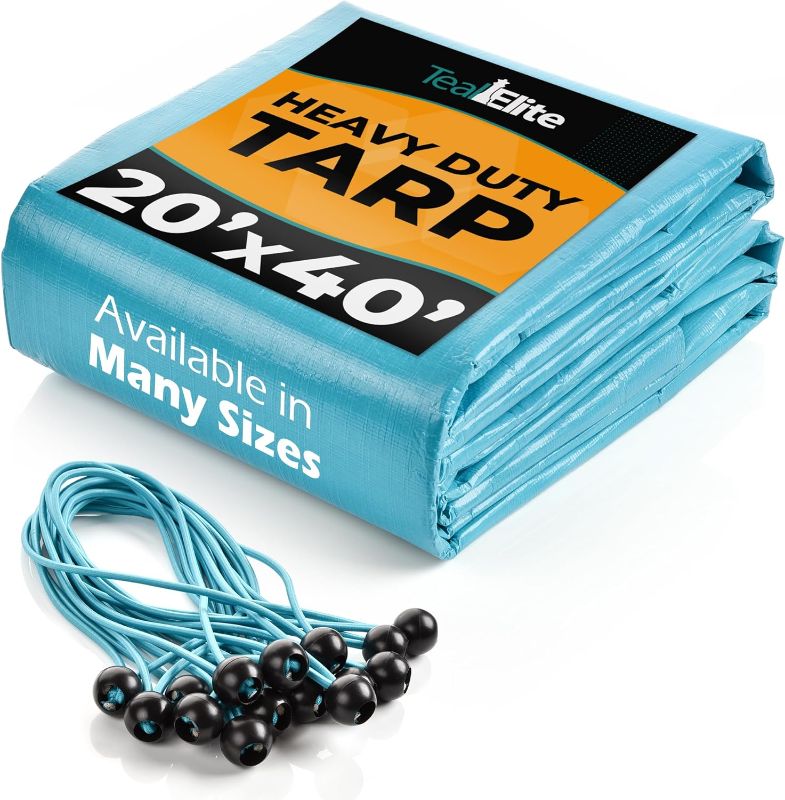 Photo 1 of 20' x 40' Heavy Duty Tarp + 15 Bungee Cords Bundle