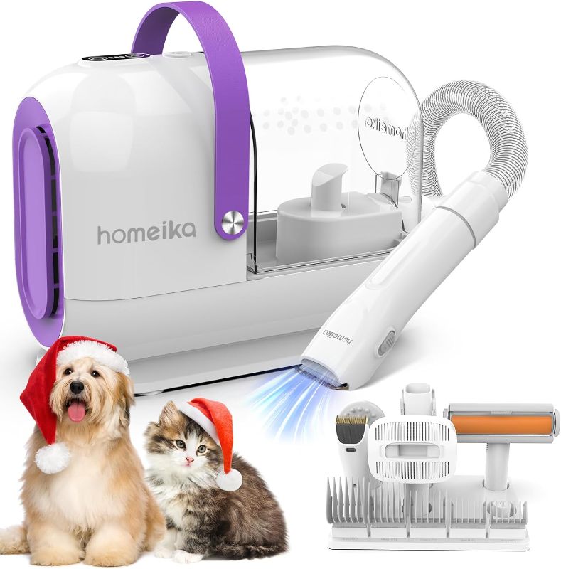 Photo 1 of Homeika Dog Grooming Kit & Vacuum, 3L Pet Grooming Vacuum 99% Pet Hair Suction, 7 Pet Grooming Tools, 5 Combs, Quiet Pet Vacuum Groomer with Hair Roller, Massage Nozzle for Shedding Dogs, Cats,White