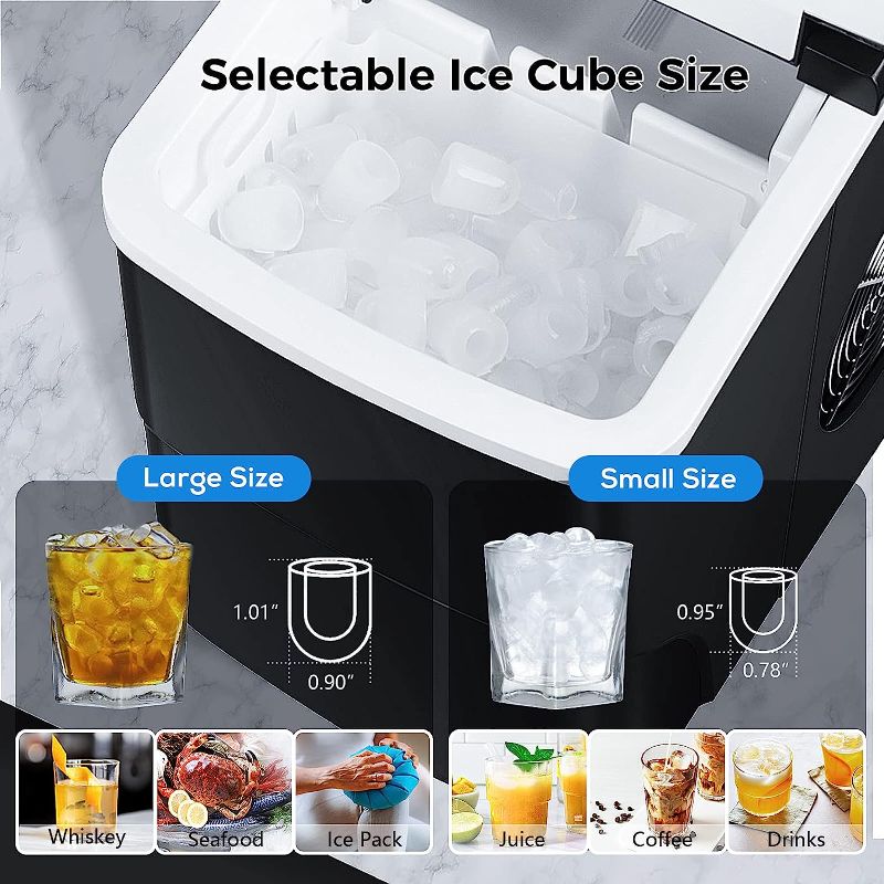 Photo 1 of AGLUCKY Ice Makers Countertop with Self-Cleaning, 26.5lbs/24hrs, 9 Cubes Ready in 6~8Mins, Portable Ice Machine with 2 Sizes Bullet Ice/Ice Scoop/Basket for Home/Kitchen/Office/Bar/Party, Black