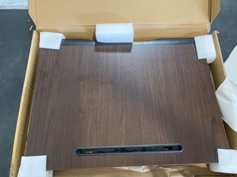 Photo 2 of Home Basics Lap Desk with Cushioned Back | Fits a 17" Laptop | Built in Slot for Cell Phone or Tablet | Great Workstation for Anywhere (Cherry Wood)