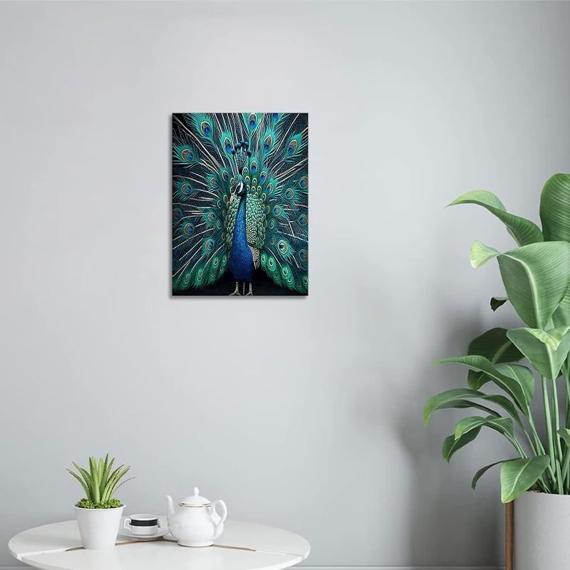 Photo 1 of Bedroom Decor Wall Art Peacock Picture Canvas Print Artwork Canvas Print Frameless for Wall Decor for Bathroom Aesthetic Ready to Hang for Kitchen Office Size 20" W x 24"