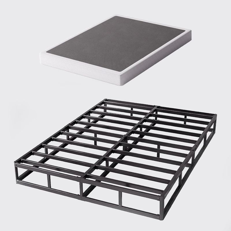Photo 1 of  Full Size Box Spring and Cover Set, 5 Inch Low Profile Metal BoxSpring, Heavy Duty Structure Mattress Foundation, Noise Free, Non-Slip, Easy Assembly