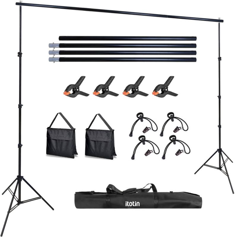 Photo 1 of Photo Backdrop Stand, 9.8x8.5ft(WxH) Adjustable Photography Backdrop Stand, Aluminum Alloy Studio Photo Background Stand Support System for Party, Wedding, Photography, Advertising Display