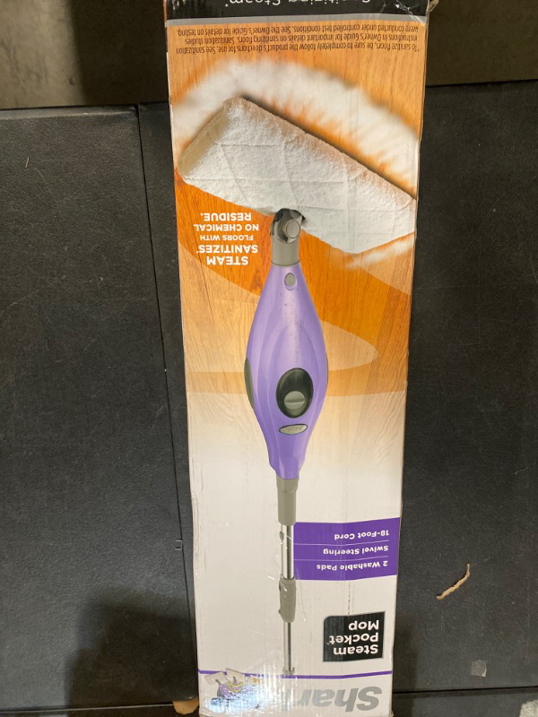 Photo 2 of Shark S3501 Steam Pocket Mop Hard Floor Cleaner, With Rectangle Head and 2 Washable Pads, Easy Maneuvering, Quick Drying, Soft-Grip Handle and Powerful Steam, Purple