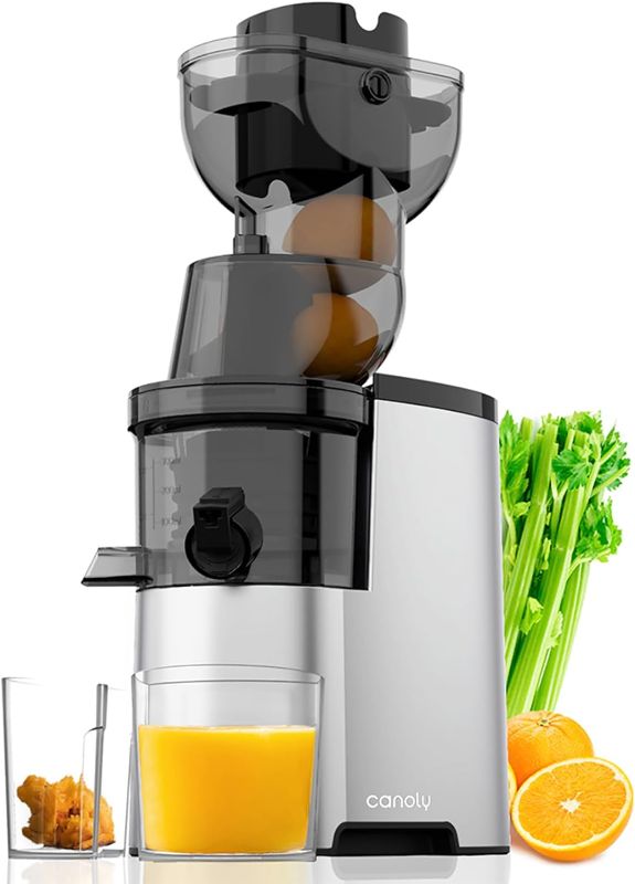 Photo 1 of Masticating Juicer Machines, 4.1-inch(104mm) Powerful Slow Cold Press Juicer with Large Feed Chute, Electric Masticating Juicers for Vegetables and Fruits, Easy to Clean with Brush