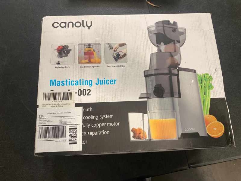 Photo 2 of Masticating Juicer Machines, 4.1-inch(104mm) Powerful Slow Cold Press Juicer with Large Feed Chute, Electric Masticating Juicers for Vegetables and Fruits, Easy to Clean with Brush