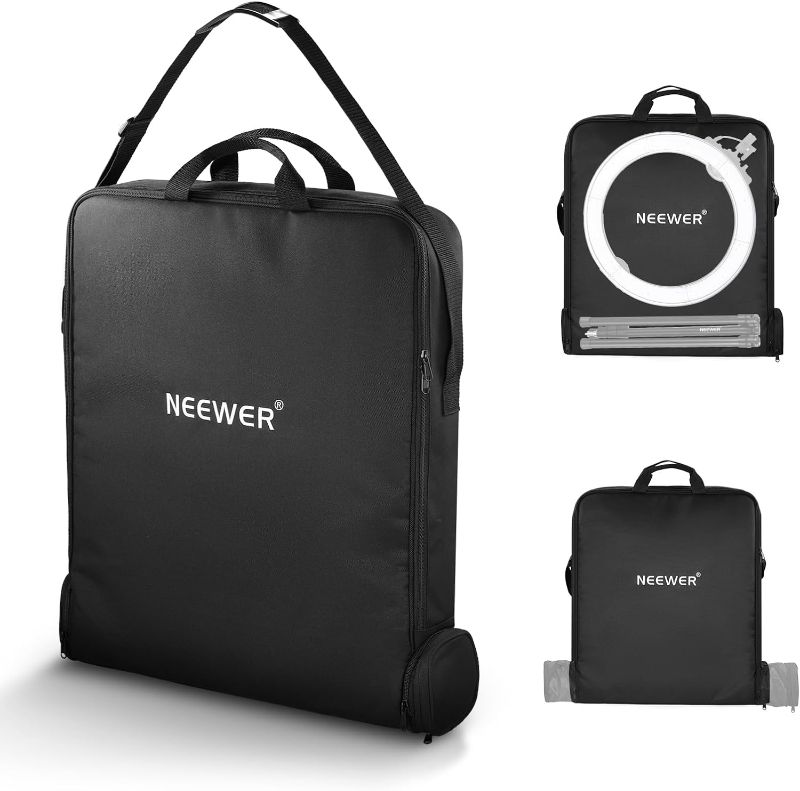 Photo 1 of NEEWER 18" Ring Light Carrying Bag with Separate Storage Bag Expandable for 30.7"/78cm Folded Light Stand Tripod, 23.6"x22.8"/60x58cm Lightweight Nylon Protective Bag for Ring Light with Stand, RU-009