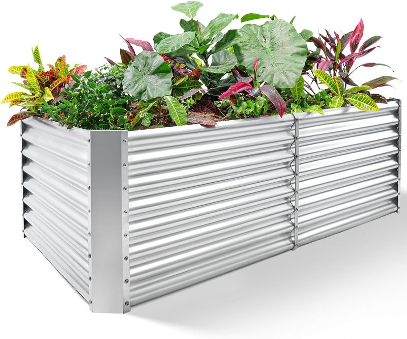 Photo 1 of Land Guard 8×4×2 ft Galvanized Raised Garden Bed Kit, Galvanized Planter Raised Garden Boxes Outdoor, Large Metal Raised Garden Beds for Vegetables.