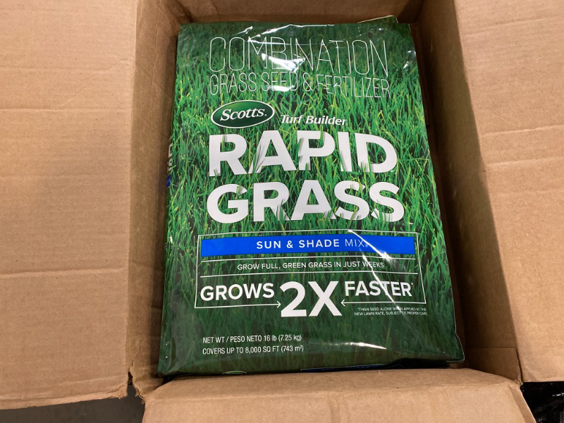 Photo 2 of Scotts Turf Builder Rapid Grass Sun & Shade Mix, Combination Seed and Fertilizer, Grows Green Grass in Just Weeks, 5.6 lbs.