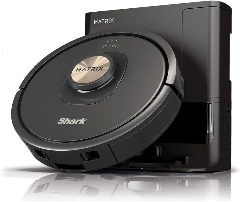 Photo 1 of Shark AV2310AE Matrix Self-Emptying Robot Vacuum with No Spots Missed on Carpets and Hard Floors, Precision Home Mapping, Perfect for Pet Hair, Bagless, 45-Day Capacity Base, Wi-Fi Black/Brass