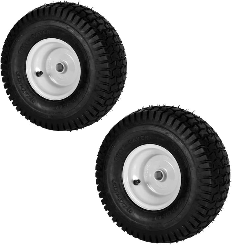 Photo 1 of Rocky Mountain Goods 15x6.00 6 NHS Lawn Mower Tire and Wheel - Replacement Wheel for Craftsman, John Deere, Cub Cadet, Riding Mower, Tractor - Turf Saver Tread - Heavy Duty 4 Ply - Tubeless Tire (2)