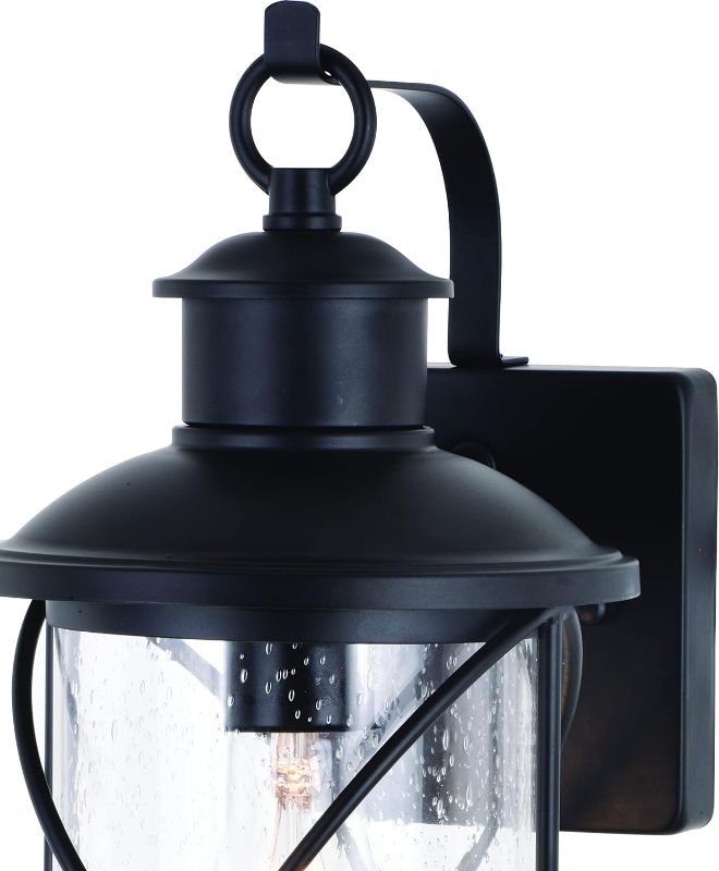 Photo 1 of VAXCEL Adams 1 Light Black Dusk to Dawn Outdoor Wall Lantern Clear Glass