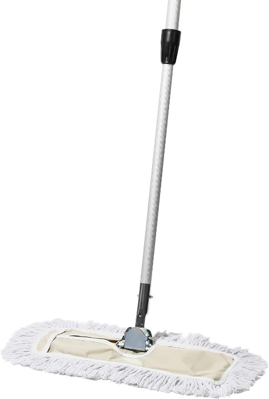 Photo 1 of Tidy Tools Commercial Dust Mop & Floor Sweeper, 18 in. Dust Mop for Hardwood Floors, Cotton Reusable Dust Mop Head, Extendable Mop Handle, Industrial Dry Mop for Floor Cleaning & Janitorial Supplies