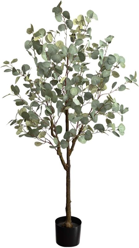 Photo 1 of  Artificial Tree, 4.2 FT /130 cm Eucalyptus Tree Fake Plants, Faux Large Silk Trees for Home Indoor Outdoor