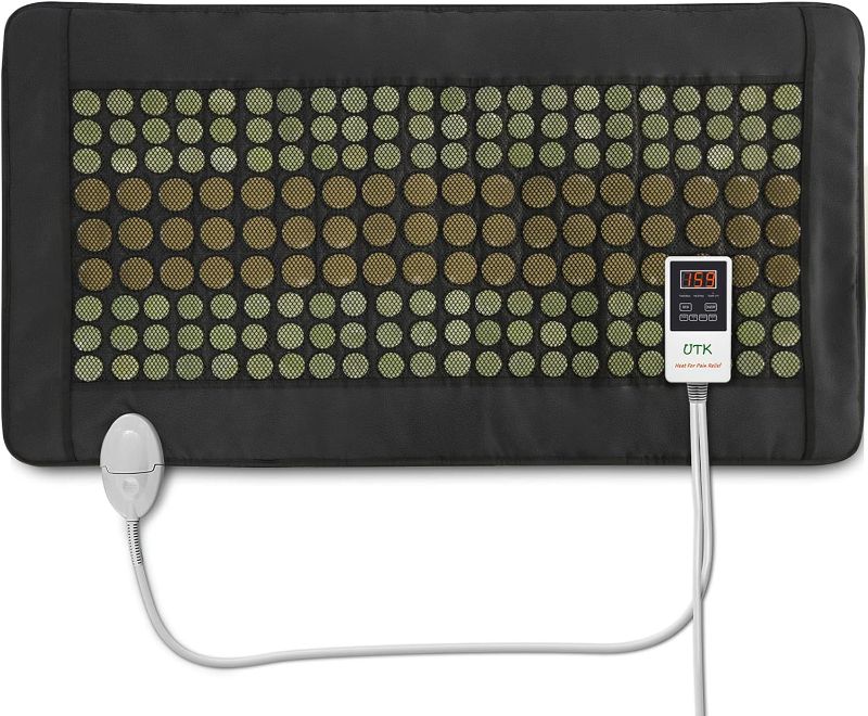 Photo 1 of UTK Far Infrared Heating Pad for Back, Full Back Infrared Heating Pad, Weight Heating pad with132 Jade & 54 Tourmaline Stones,160 Watt Fast Heat Up, Larger Size:21x38 Inches