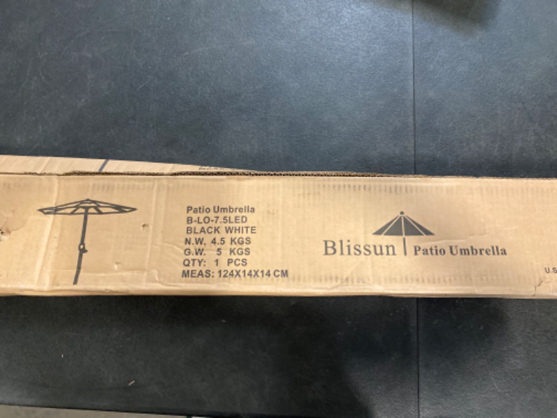 Photo 3 of Blissun 7.5 ft Patio Umbrella, Yard Umbrella Push Button Tilt Crank (Black&White)