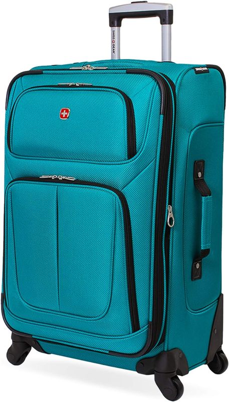 Photo 1 of SwissGear Sion Softside Expandable Roller Luggage, Teal, Checked-Medium 25-Inch
